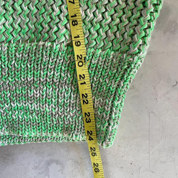 H&M Chunky Open Weave Green Chunky Crochet Knit Oversized Coastal Sweater L - Picture 6 of 7